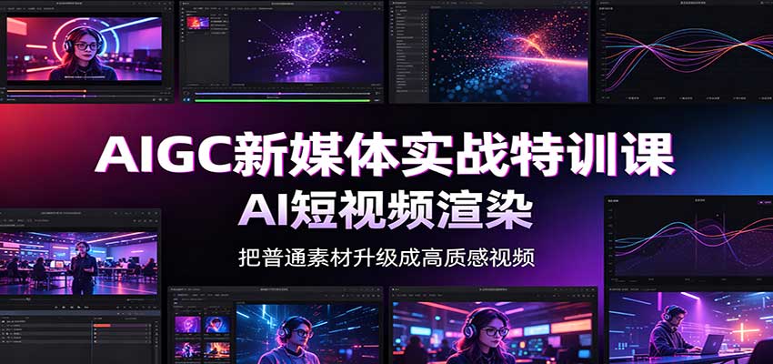 AIGC新媒体实战特训课:工具入门实操,AI短视频渲染,数字人商业视频制作-紫橙资源网