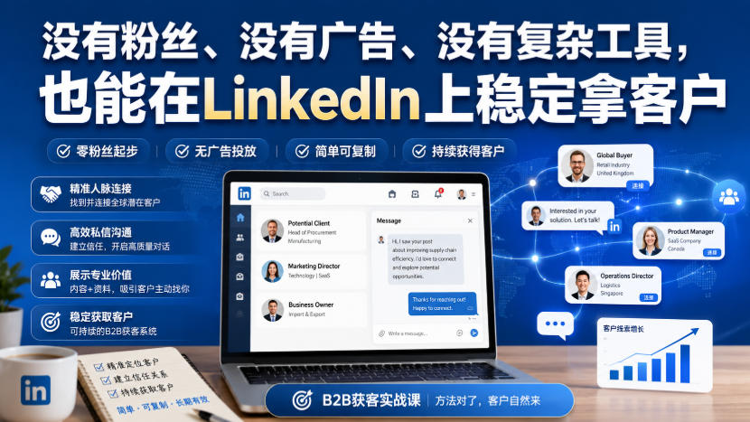 没有粉丝、没有广告、没有复杂工具,也能在LinkedIn上稳定拿客户【原创双语字幕】-紫橙资源网