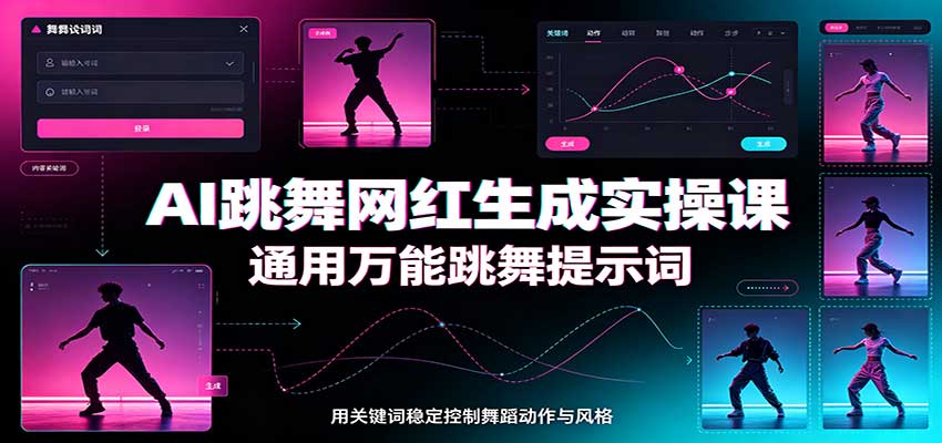 AI跳舞网红生成实操课：通用万能跳舞提示词，多模型适配，人物舞蹈视频制作全套教学-紫橙资源网