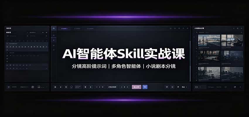 AI智能体Skill实战课:分镜高阶提示词,多角色智能体,小说剧本分镜-紫橙资源网