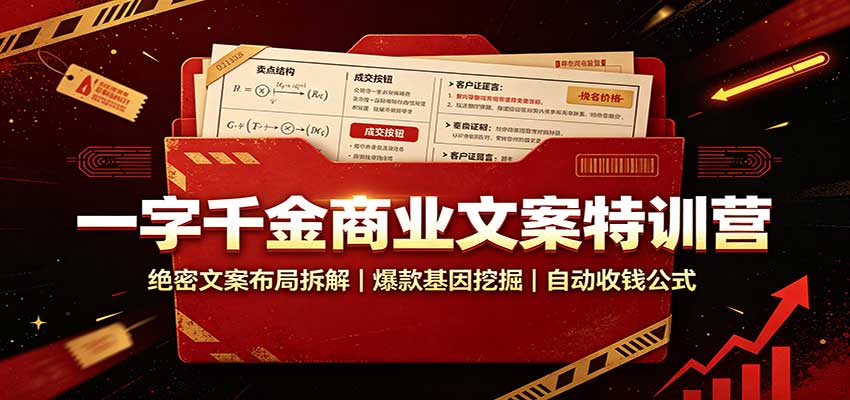 一字千金商业文案特训营:绝密文案布局拆解,爆款基因挖掘,自动收钱公式-紫橙资源网