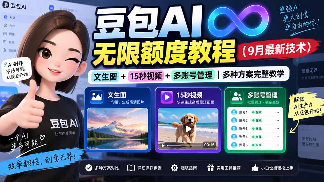 豆包AI无限额度教程(9月最新技术)|文生图+15秒视频+多账号管理|多种方案完整教学-紫橙资源网