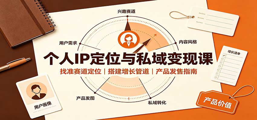 个人IP定位与私域变现课:找准赛道定位,搭建增长管道,产品发售指南-紫橙资源网