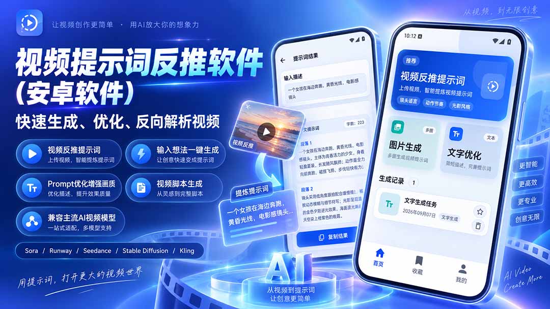 视频提示词反推软件(安卓软件),快速生成、优化、反向解析视频-紫橙资源网