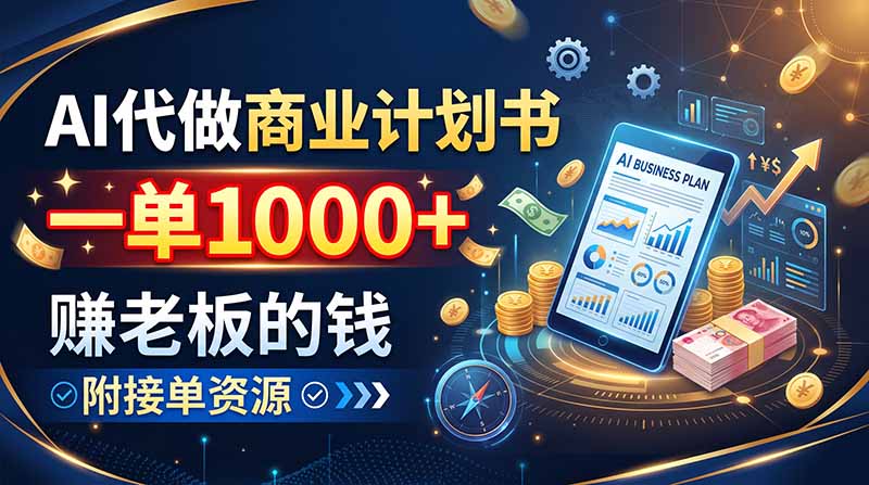 AI代做商业计划书,一单1000+,赚老板的钱,附接单资源-紫橙资源网