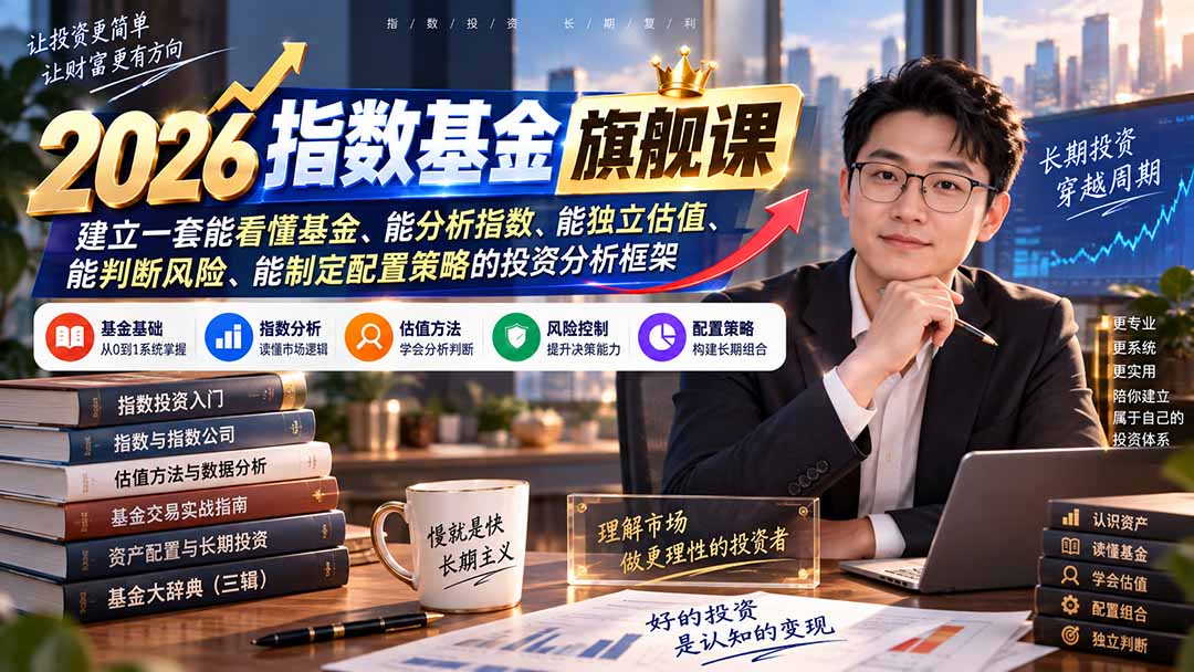 2026指数基金旗舰课|建立一套能看懂基金、能分析指数、能独立估值、能判断风险、能制定配置策略的投资分析框架-紫橙资源网
