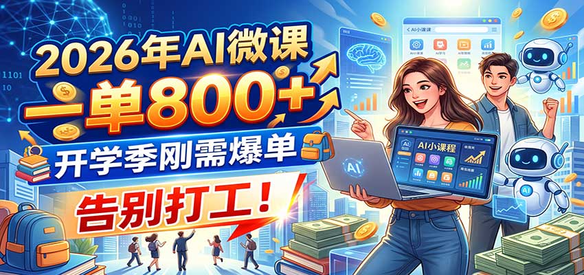 2026年AI微课,一单800+,开学季刚需爆单,告别打工!-紫橙资源网