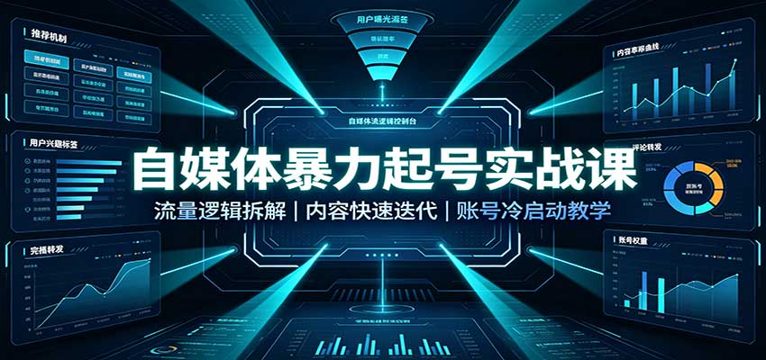 自媒体暴力起号实战课:流量逻辑拆解,内容快速迭代,账号冷启动教学-紫橙资源网