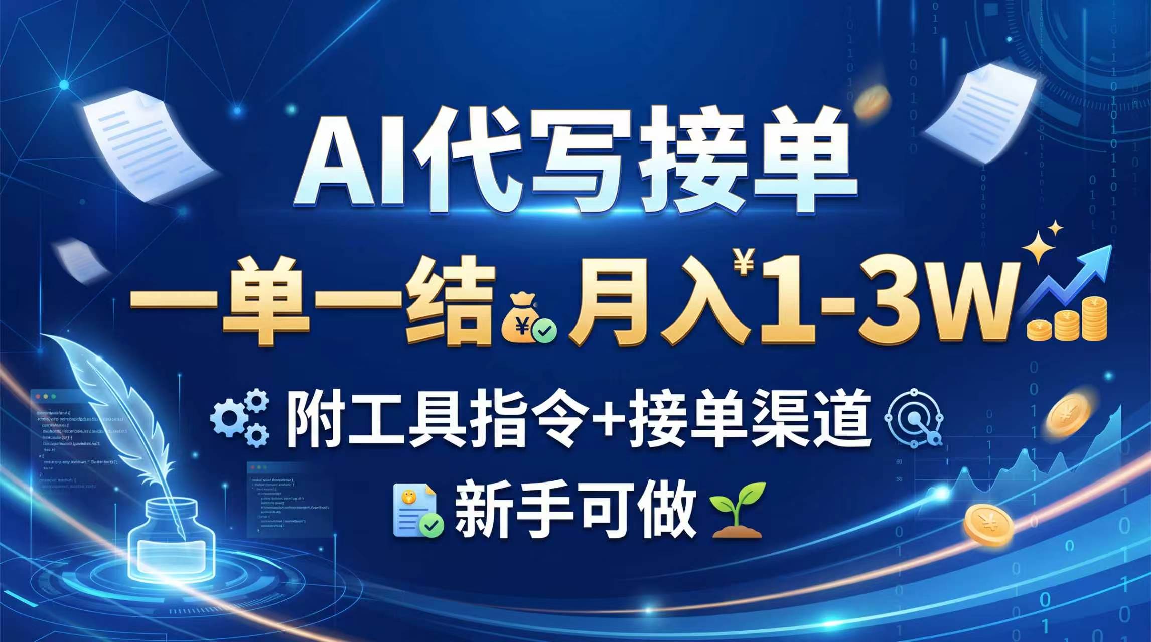 AI代写接单,一单一结,月入1-3W,附工具指令+接单渠道,新手可做-紫橙资源网