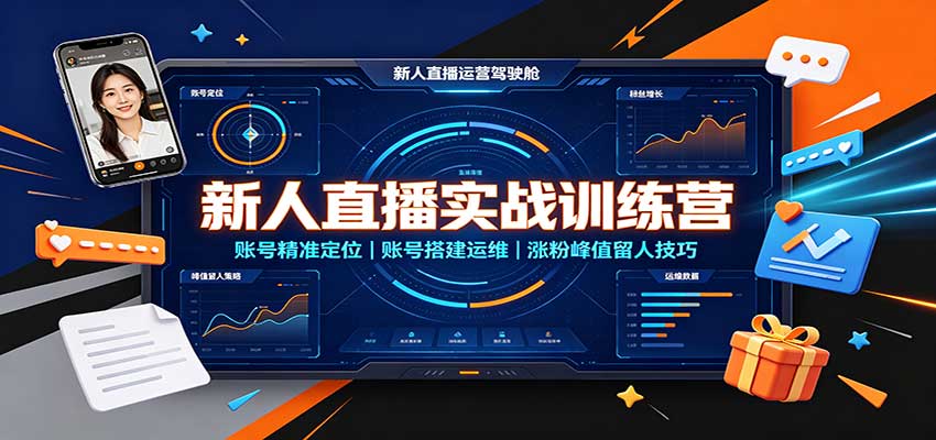 新人直播实战训练营:账号精准定位,账号搭建运维,涨粉峰值留人技巧-紫橙资源网
