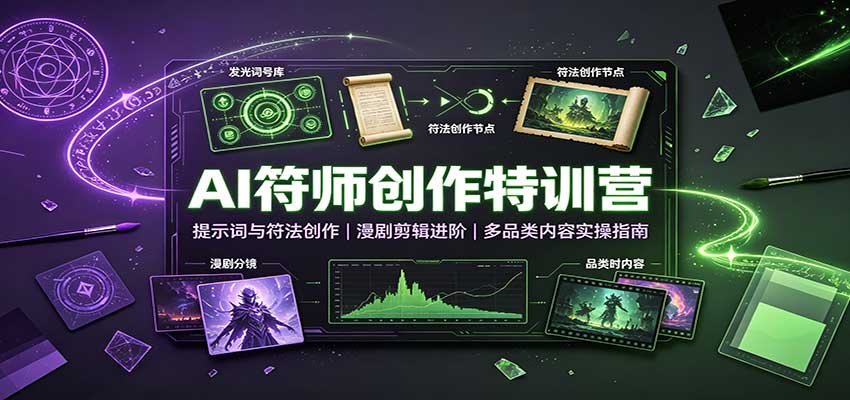 AI符师创作特训营:提示词与符法创作,漫剧剪辑进阶,多品类内容实操指南-紫橙资源网