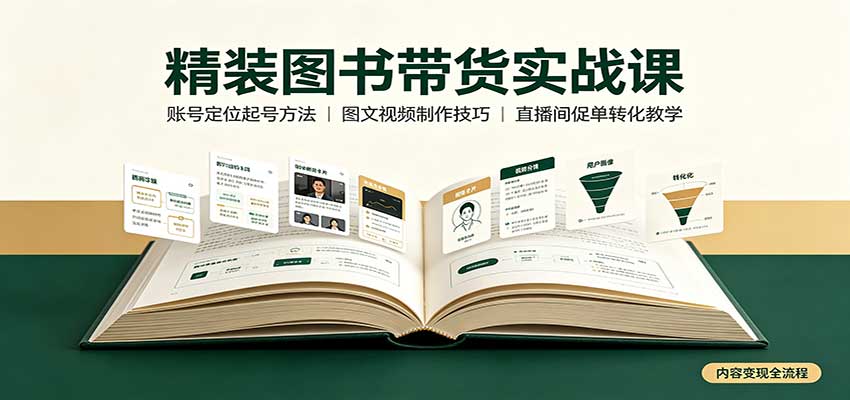 精装图书带货实战课:账号定位起号方法,图文视频制作,促单转化教学-紫橙资源网