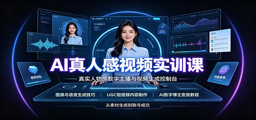 AI真人感视频实训课:图像语音生成,UGC内容制作,AI数字博主变现教程-紫橙资源网