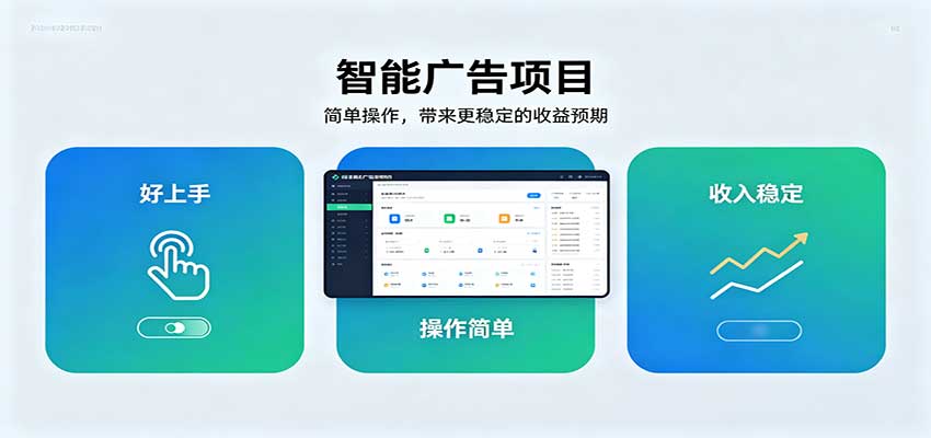 智能广告挂机项目,操作简单上手快,收益稳定可持续。稳定日入300+-紫橙资源网