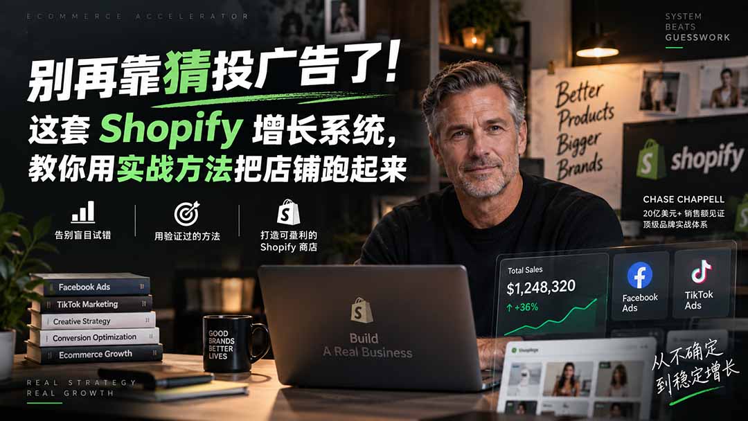别再靠猜投广告了!这套 Shopify 增长系统,教你用实战方法把店铺跑起来【原创双语字幕】-紫橙资源网