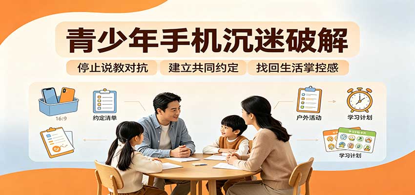 青少年手机沉迷破解：跳出管控说教思维，六步法引导孩子夺回注意力掌控权-紫橙资源网