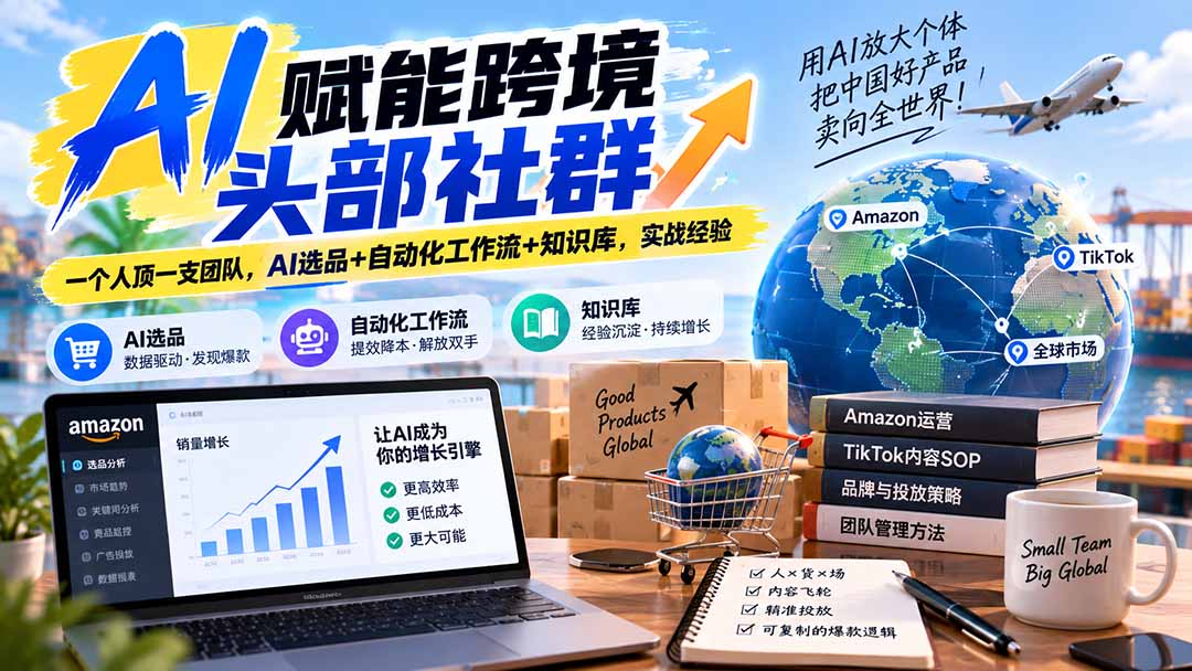 AI赋能跨境头部社群-更新9月：一个人顶一支团队，AI选品+自动化工作流+知识库，实战经验-紫橙资源网
