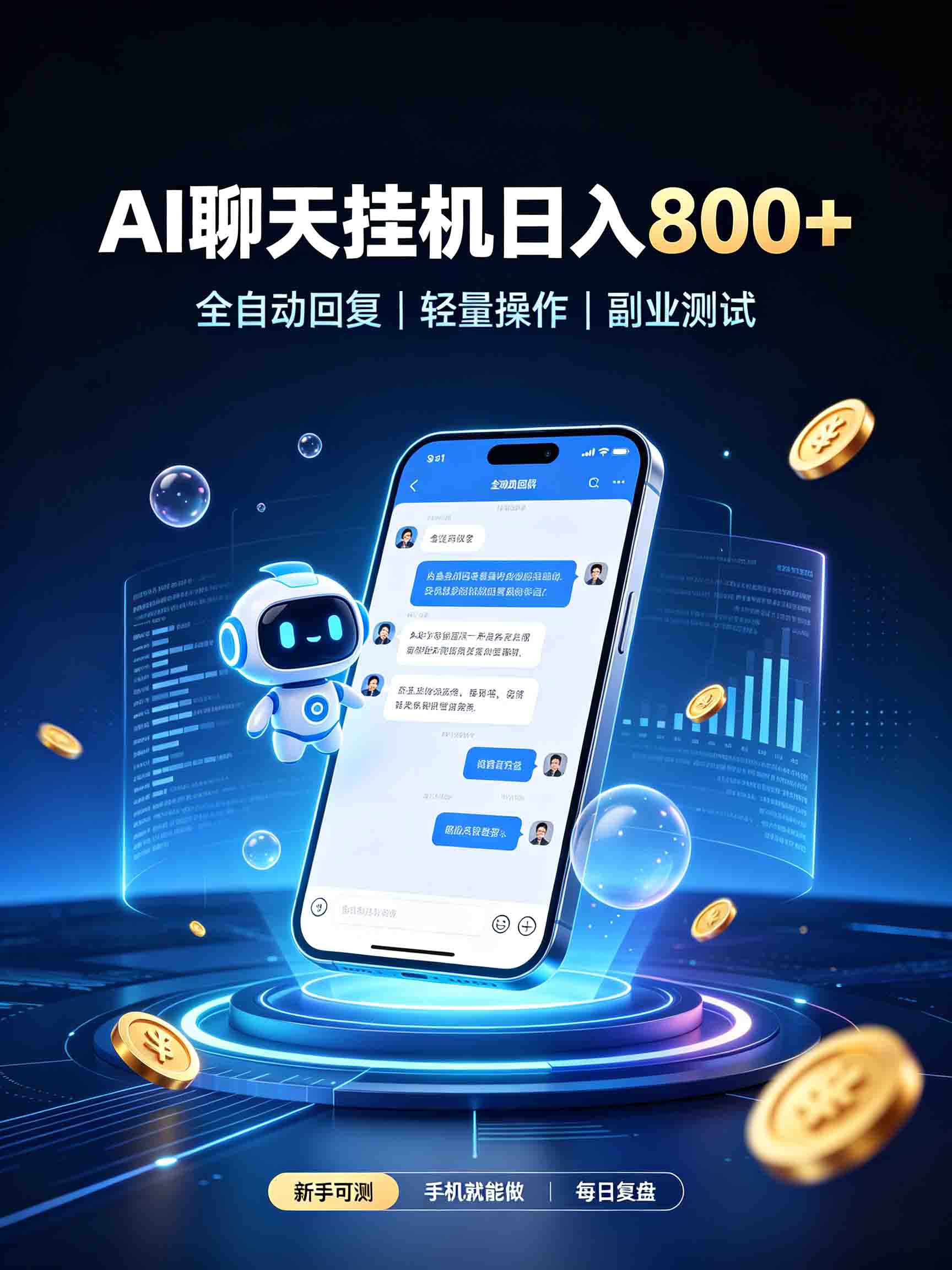 AI聊天挂机，日入800+，适用个人副业，工作室矩阵操作-紫橙资源网