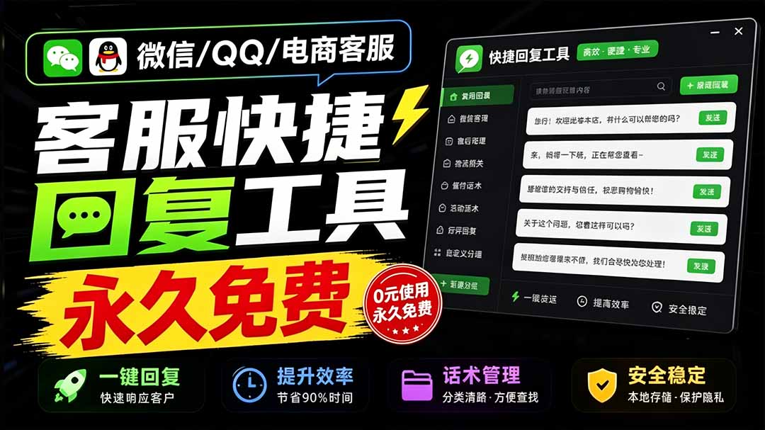 微信/QQ/电商客服快捷回复工具，支持多平台话术库与一键发送，永久免费，使用简单！易歪歪-紫橙资源网