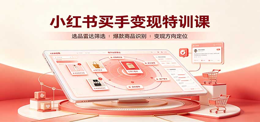 小红书买手变现特训课:账号定位养号起号,选品挂车,笔记标题封面全套教学-紫橙资源网