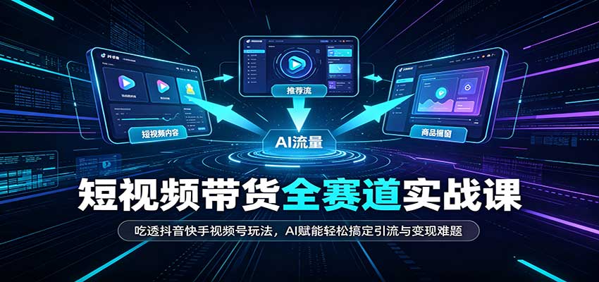 短视频带货全赛道:吃透抖音快手视频号玩法,AI赋能轻松搞定引流与变现难题-紫橙资源网