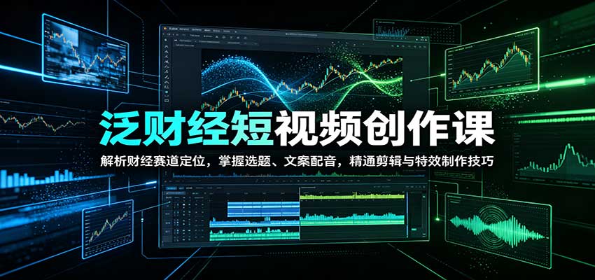 泛财经短视频创作课:解析财经赛道定位,掌握选题、文案配音,精通剪辑与特效制作技巧-紫橙资源网