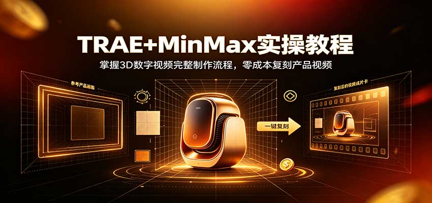 TRAE+MinMax实操教程:掌握3D数字视频完整制作流程,零成本复刻产品视频-紫橙资源网