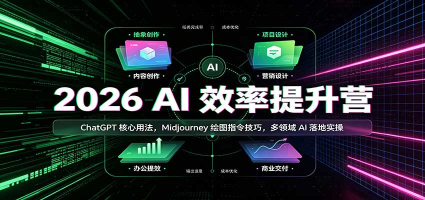 2026 AI效率提升营:ChatGPT核心用法,Midjourney绘图指令技巧,多领域AI落地实操-紫橙资源网