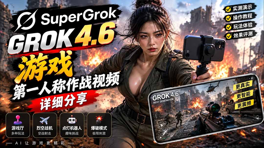 Grok 4.6 也能做游戏？第一人称作战视频实测｜玩法详细讲解-紫橙资源网