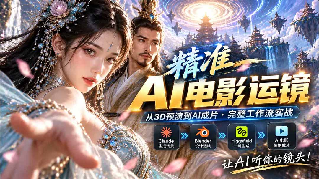 AI视频终于能精准运镜了！Claude + Blender + Higgsfield 免费插件实测-紫橙资源网