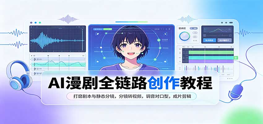 AI漫剧全链路创作教程：打磨剧本与静态分镜，分镜转视频，调音对口型，成片剪辑-紫橙资源网