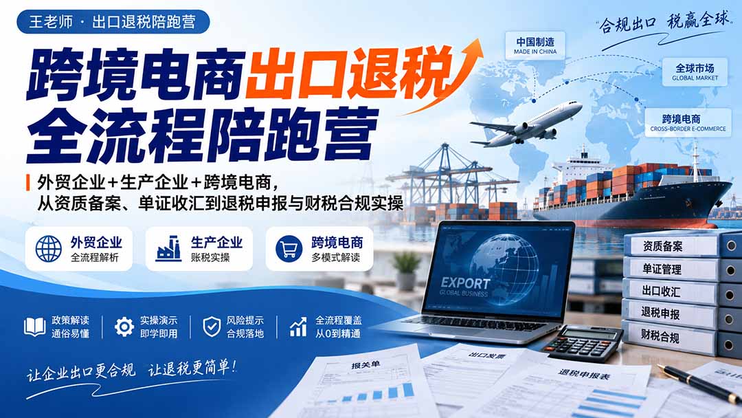 跨境电商出口退税全流程陪跑营｜外贸企业+生产企业+跨境电商，从资质备案、单证收汇到退税申报与财税合规实操-紫橙资源网