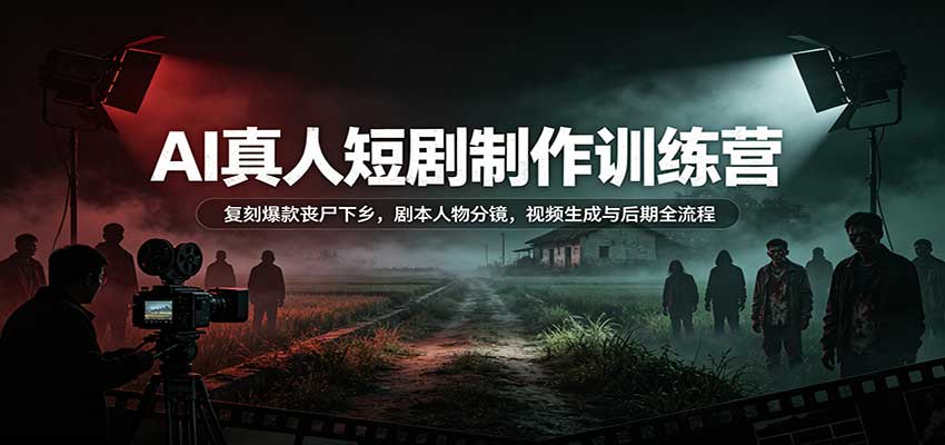 AI真人短剧制作训练营：复刻爆款丧尸下乡，剧本人物分镜，视频生成与后期全流程-紫橙资源网