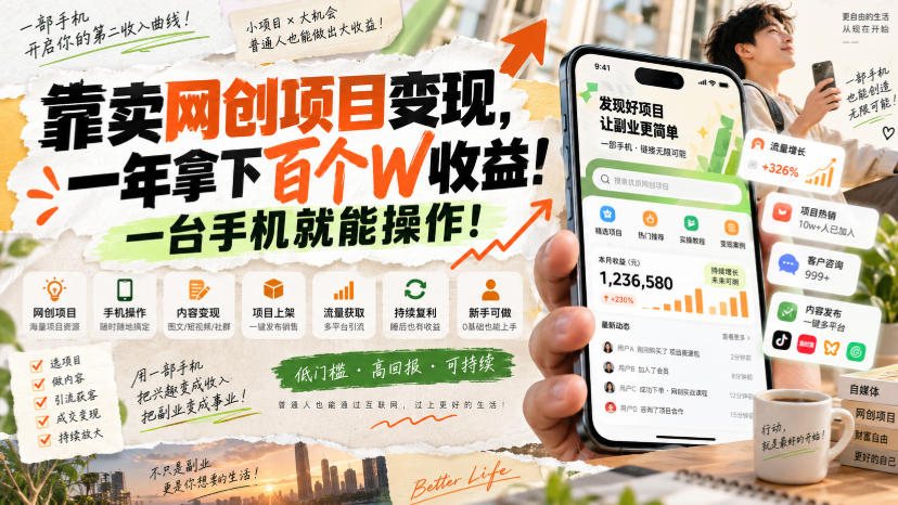 网创小程序虚拟资料变现，一年拿下百万收益，一部手机就可以做，0成本变现副业！-紫橙资源网
