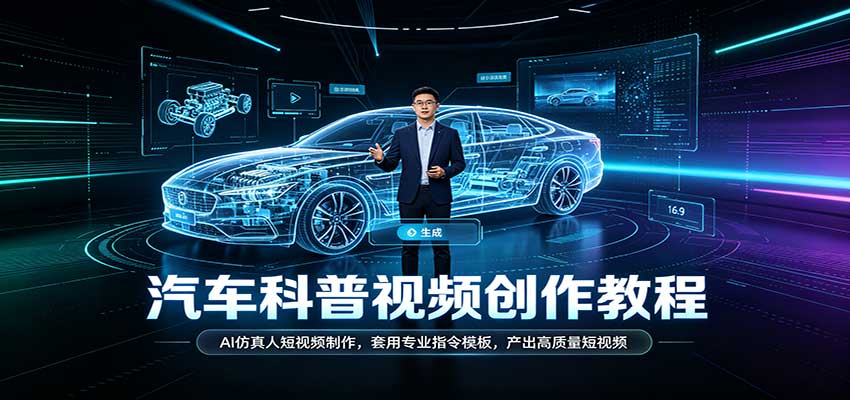 汽车科普视频创作教程:AI仿真人短视频制作,套用专业指令模板,产出高质量短视频-紫橙资源网