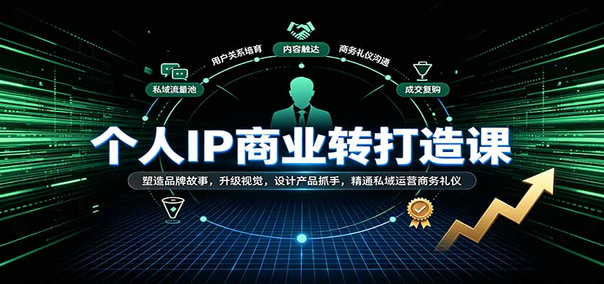 个人IP商业打造课:塑造品牌故事,升级视觉,设计产品抓手,精通私域运营商务礼仪-紫橙资源网