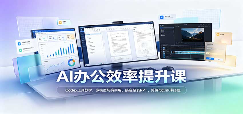 AI办公效率提升课:Codex工具教学,多模型切换调用,搞定报表PPT、剪辑与知识库搭建-紫橙资源网