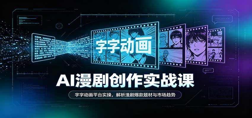 AI漫剧创作实战课：字字动画平台实操，解析漫剧爆款题材与市场趋势-紫橙资源网