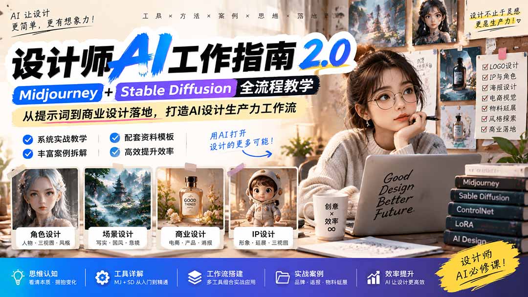《设计师AI工作指南 2.0》-无水印课：从思维落地，解锁 AI 设计生产力-紫橙资源网