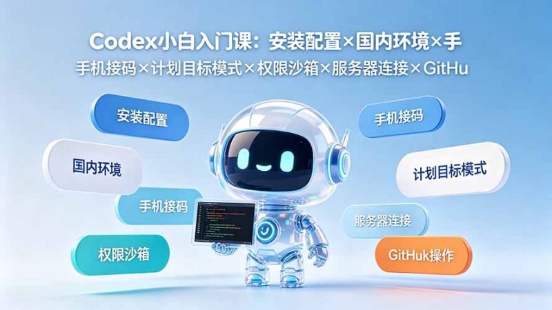 Codex小白入门课：安装配置×国内环境×手机接码×计划目标模式×权限沙箱×服务器连接×GitHub操作-紫橙项目网