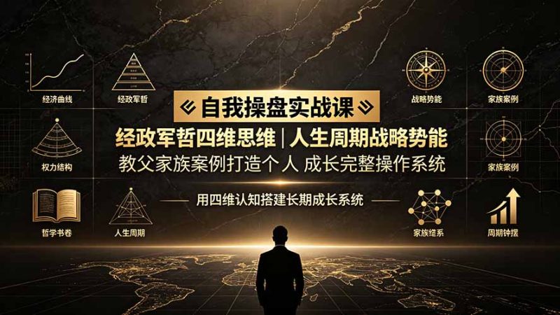 自我操盘实战课✧经政军哲四维思维|人生周期战略势能|教父家族案例打造个人成长完整操作系统-紫橙项目网