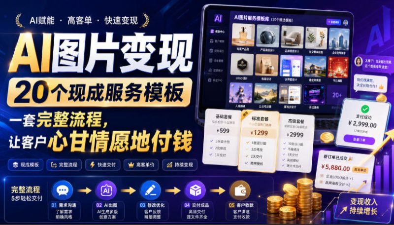 AI图片变现,20个现成服务模板,一套完整流程,让客户心甘情愿地付钱【原创双语字幕】-紫橙项目网