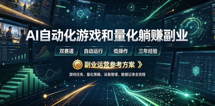 AI全自动游戏和量化躺赚副业:日入几百,稳定运行三年的项目!-紫橙项目网