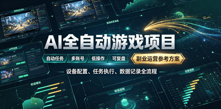 AI全自动游戏躺賺副业:日入几百,稳定运行三年的项目!-紫橙项目网