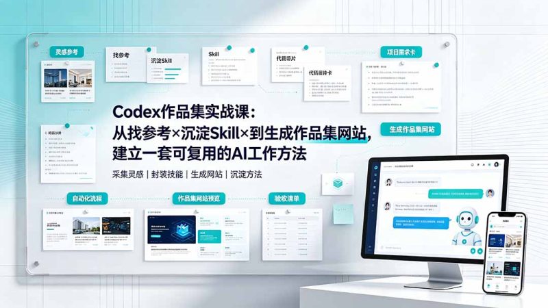 Codex作品集实战课:从找参考×沉淀Skill×到生成作品集网站,建立一套可复用的AI工作方法-紫橙项目网