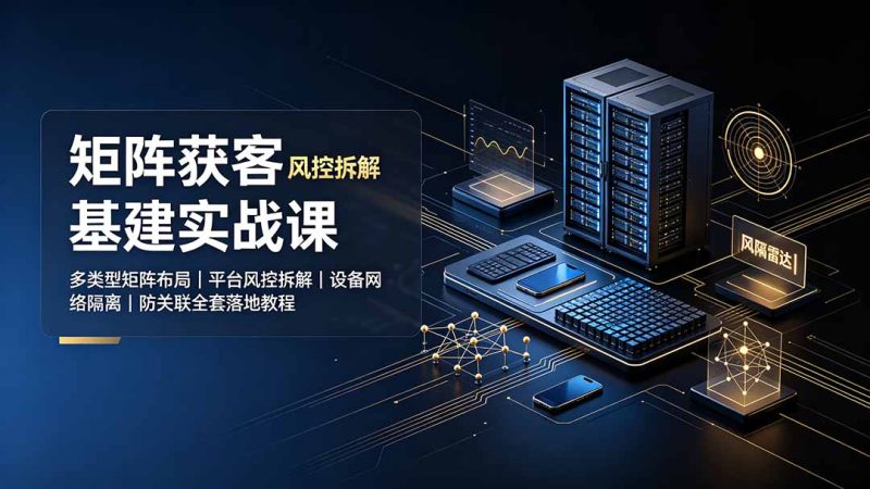 矩阵获客基建实战课:多类型矩阵布局|平台风控拆解|设备网络隔离|防关联全套落地教程-紫橙项目网