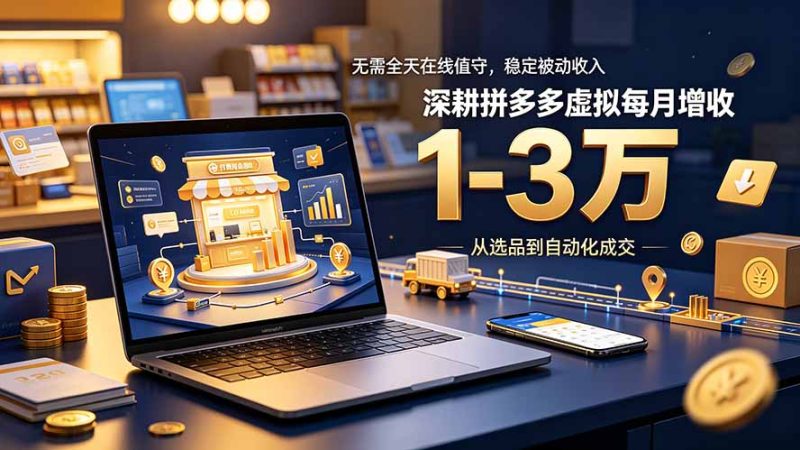 无需全天在线值守,稳定被动收入,深耕拼多多虚拟每月增收 1-3 万-紫橙项目网
