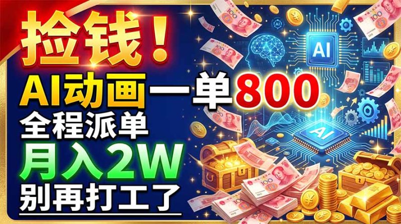 捡钱!AI动画一单800,全程派单,月入2W,别再打工了-紫橙项目网