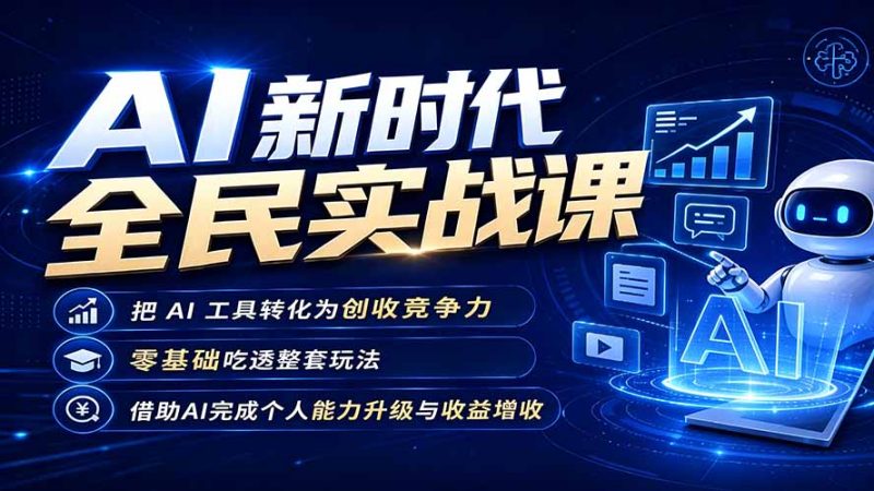AI新时代全民实战课,把 AI 工具转化为创收竞争力,零基础吃透整套玩法,借助AI完成个人能力升级与收益增收。-紫橙项目网