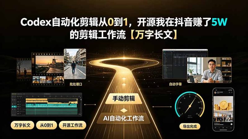 Codex自动化剪辑从0到1,开源我在抖音赚了5W 的剪辑工作流【万字长文】-紫橙项目网